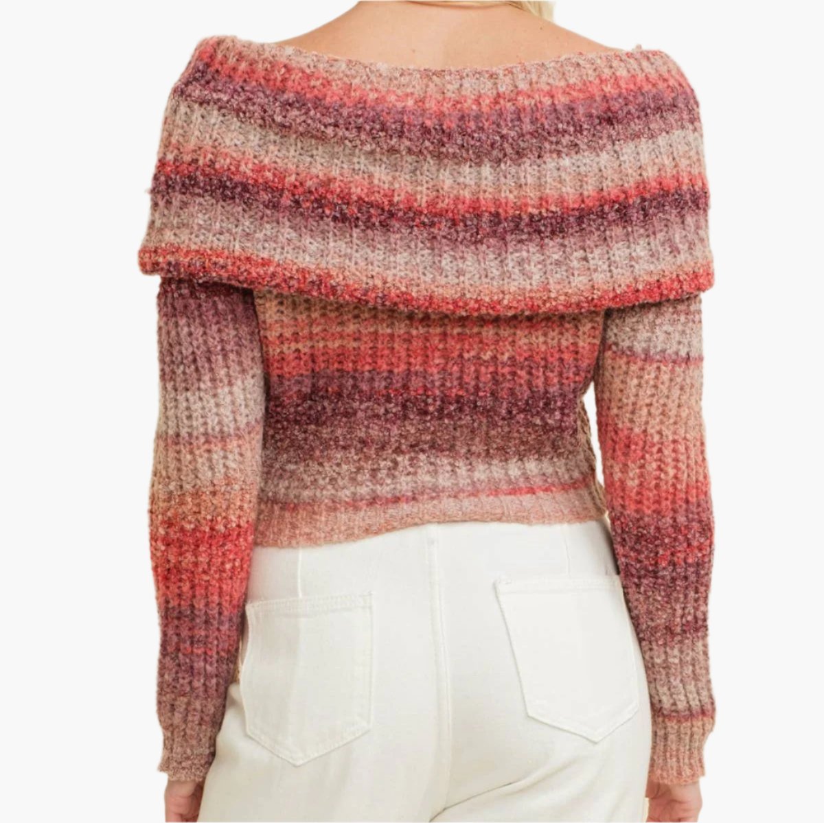 Mauve Off the Shoulder Sweater Knit Top