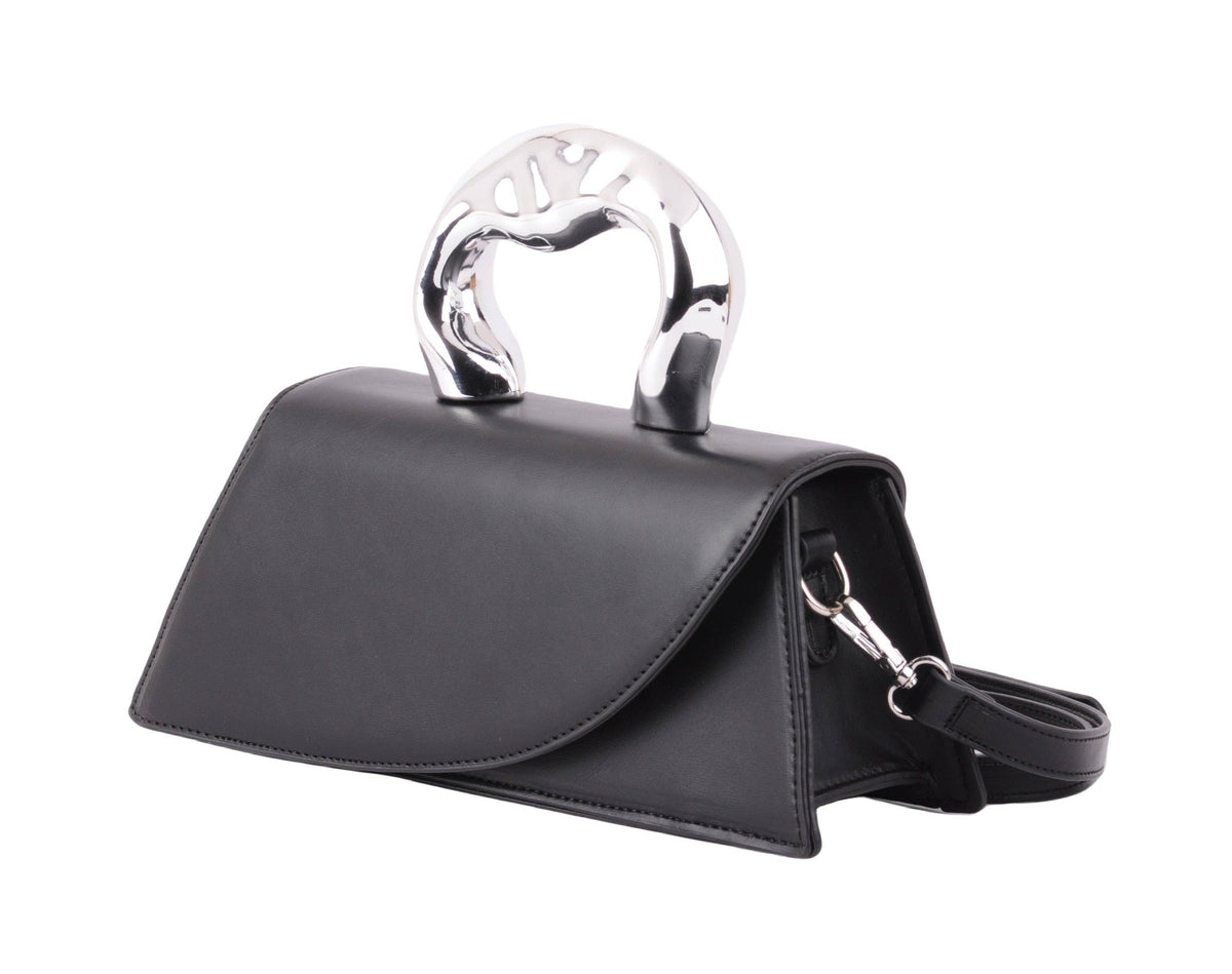 Asymmetrical Crossbody with Chrome Handle