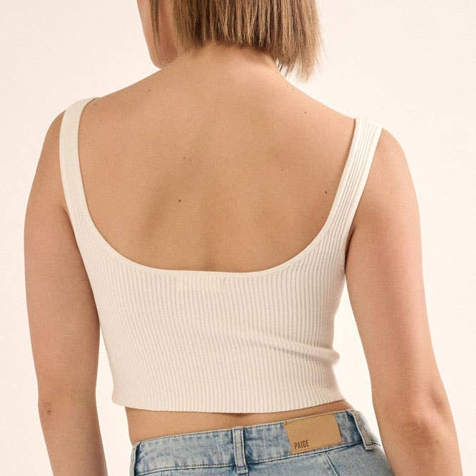 Shaper Fit Rib Knit Scoop Neck Tank Top