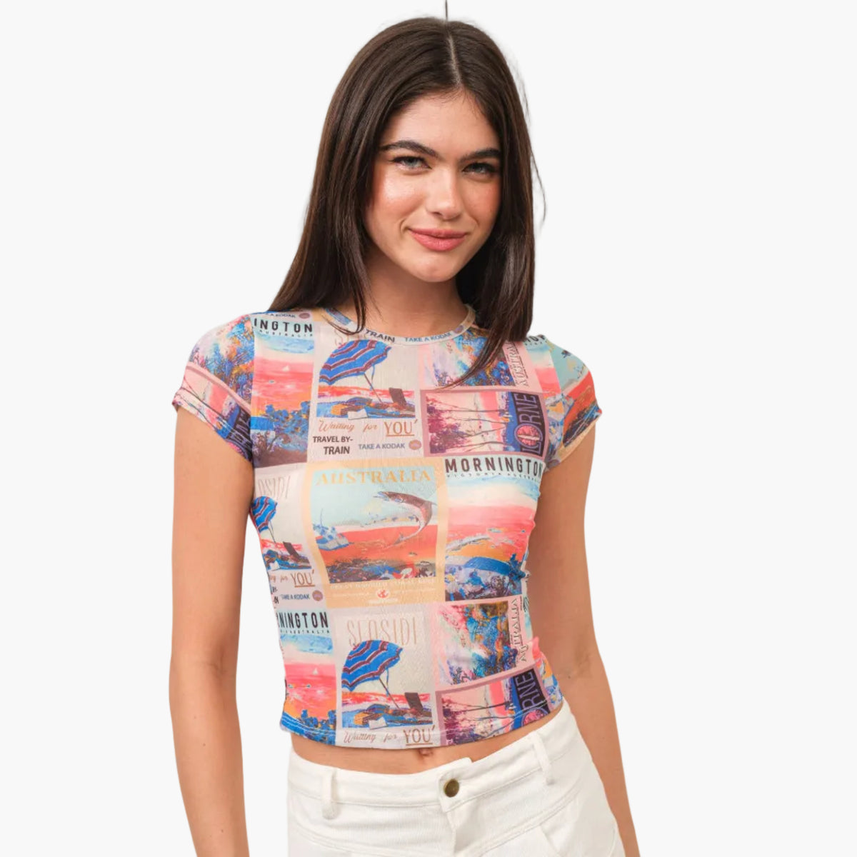 Photo Print Mesh Baby Tee
