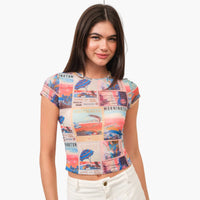 Photo Print Mesh Baby Tee