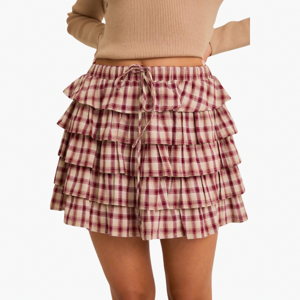 Elastic Waist Frill Skirt
