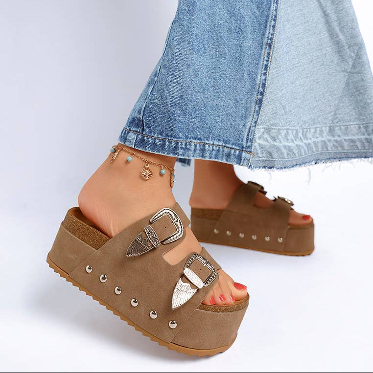 Zaphod Faux Leather Flatform Slip Ons