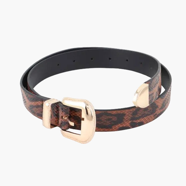 Leopard Faux Leather Gold Buckle Belt
