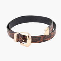 Leopard Faux Leather Gold Buckle Belt