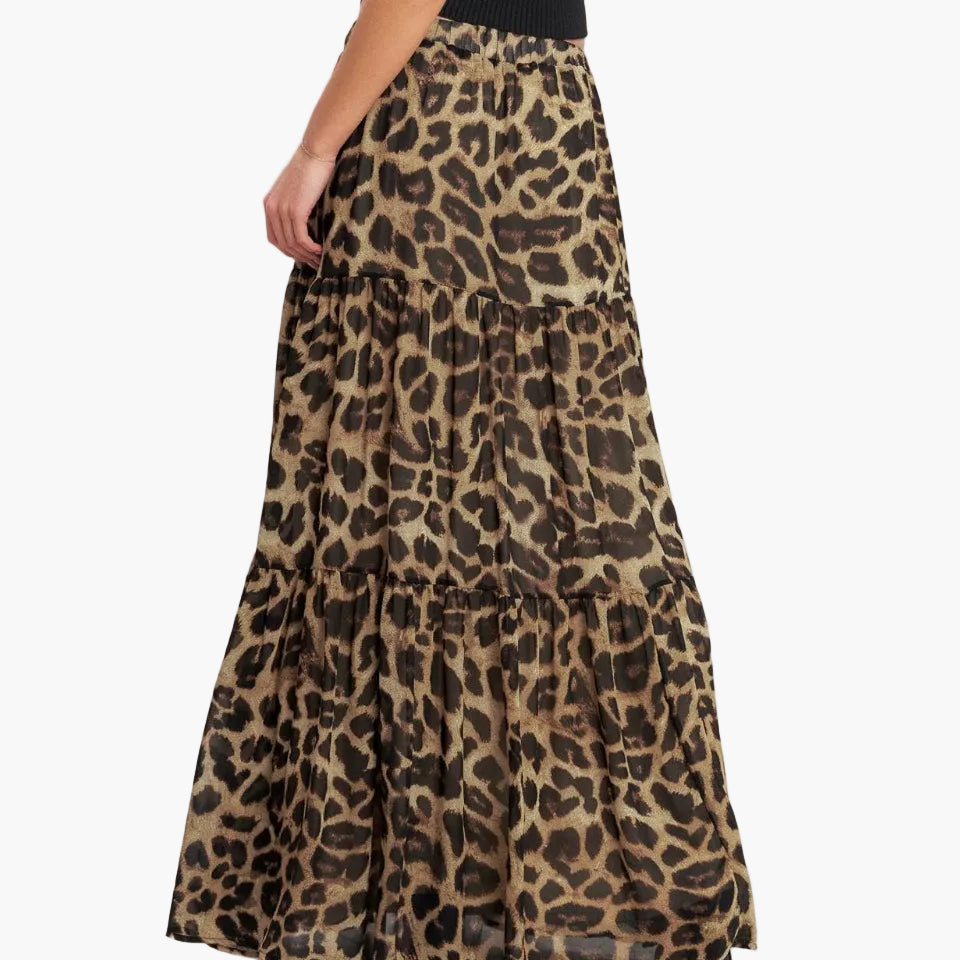 Leopard Print Woven Maxi Skirt