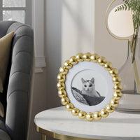 Gold Glass Beaded Picture Frame - 6x6 in.
