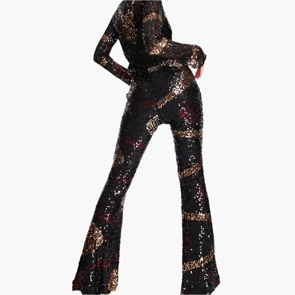 Vegas Kick Flare Sequin Jumpsuit