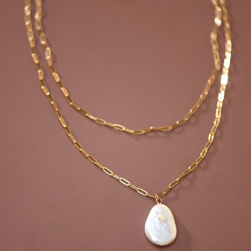 18K Gold Plated Pearl Pendant Necklace
