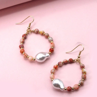 Natural Stone Beaded Drop Earring