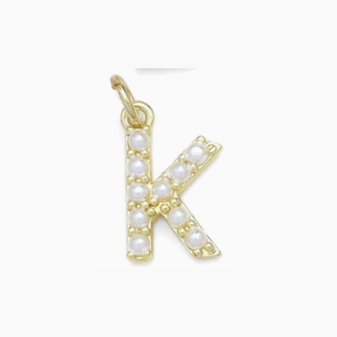 Pearl Initial Letter Charms
