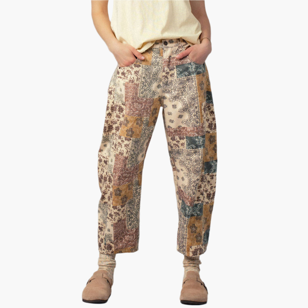 Boho Patchwork Wide Leg Pants