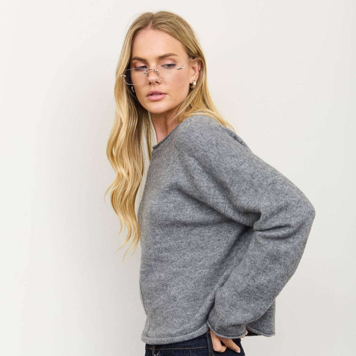 Grey Center Seam Knit Sweater