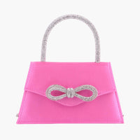 Satin Crossbody with Rhinestone Bow and Handle