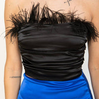 Satin Feather Trim Top