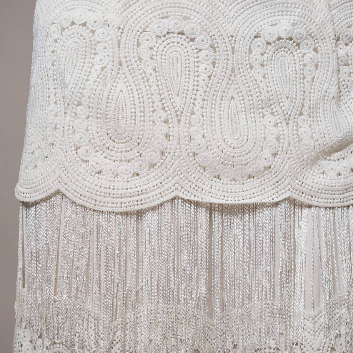 Tiered Western Lace & Fringe Maxi Skirt