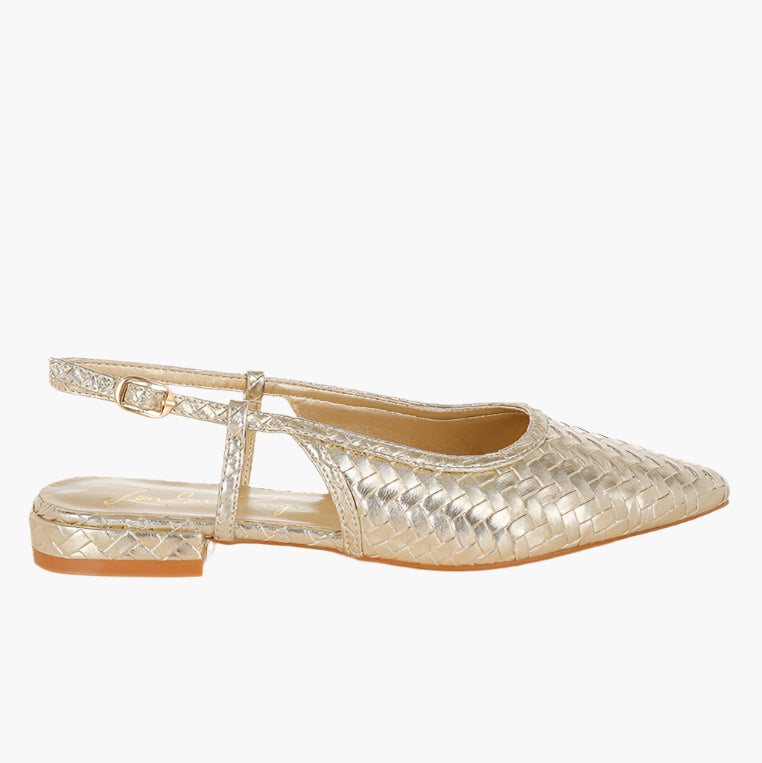 Kurina Metallic Woven Slingback Sandals