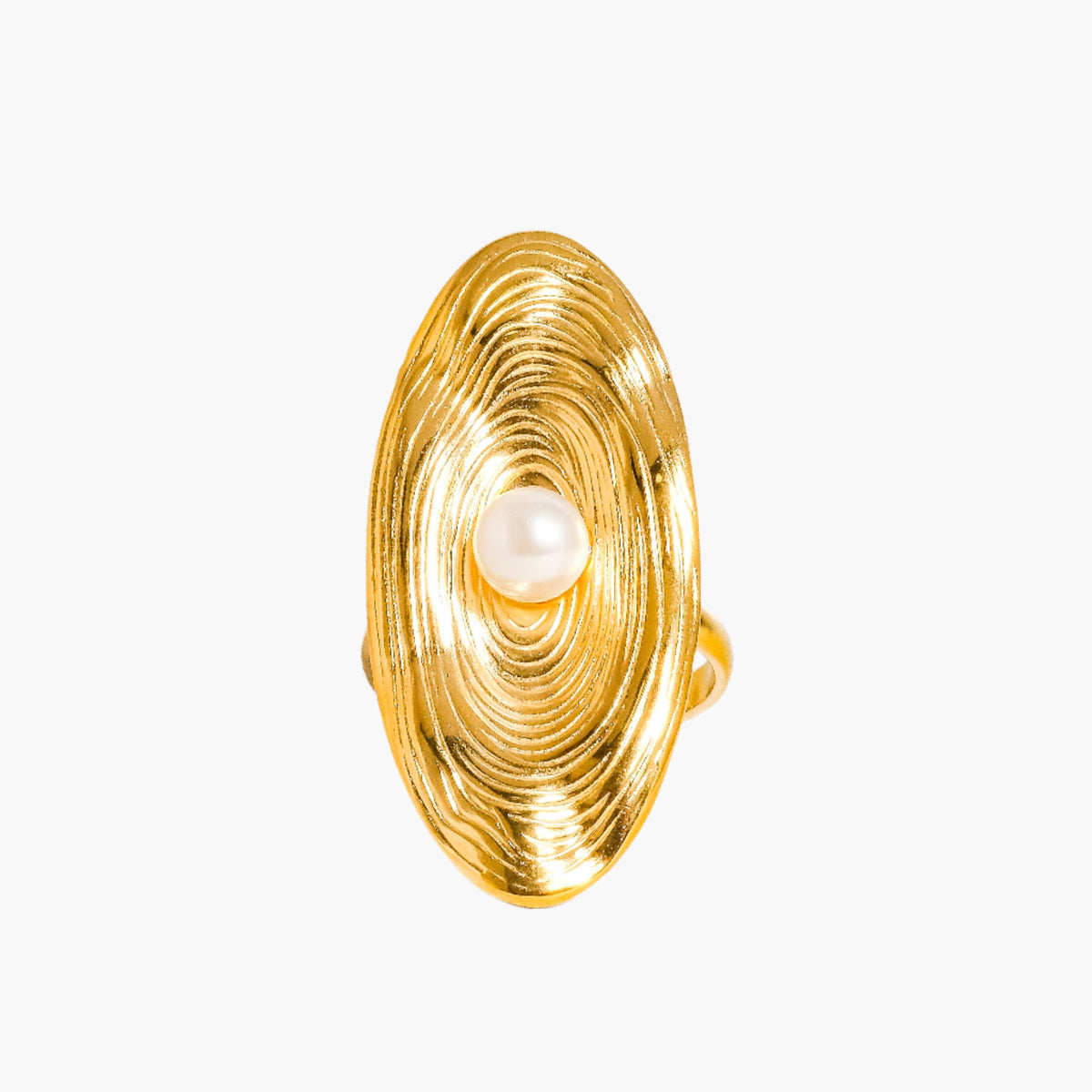 Achille 18K Gold Non-Tarnish Oval Pearl Ring