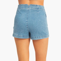 Button-Detail Denim Shorts