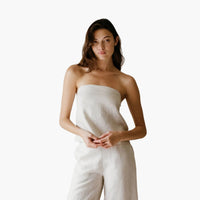 Linen Elastic Back Tube Top