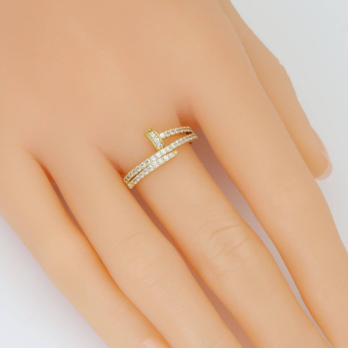 CZ Nail Wrap Adjustable Ring