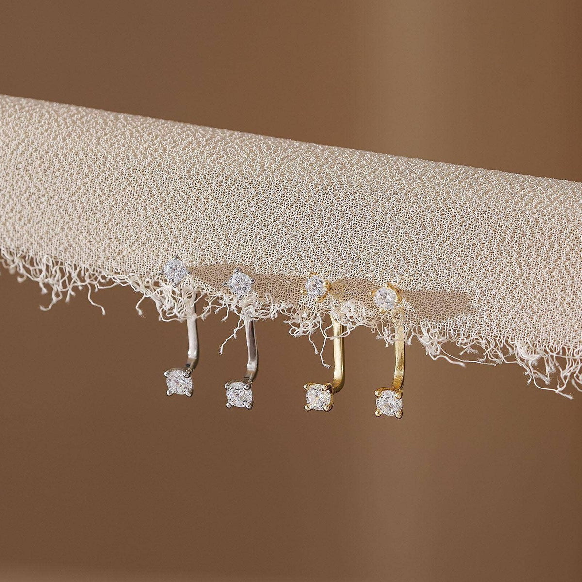 Chic Sterling Silver Front-Back CZ Diamond Earrings