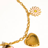Heirloom 18K Gold Non-Tarnish Vintage Floral Charm Necklace
