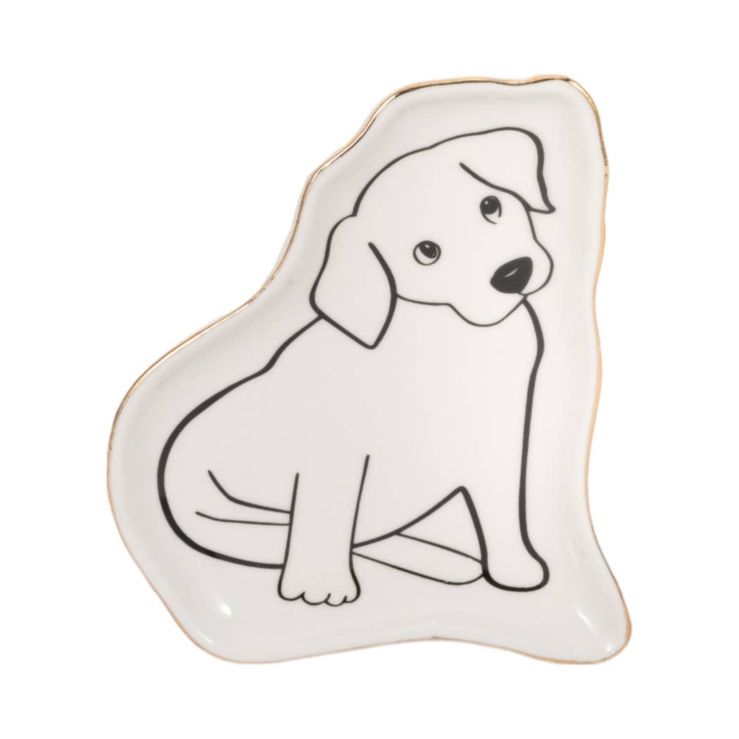 White/Black Ceramic Puppy Trinket Tray