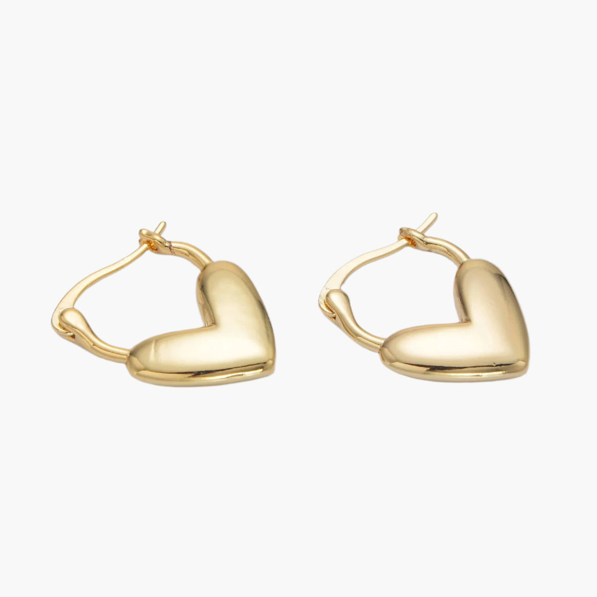 24K Gold Filled Heart Latch Hoop Earrings