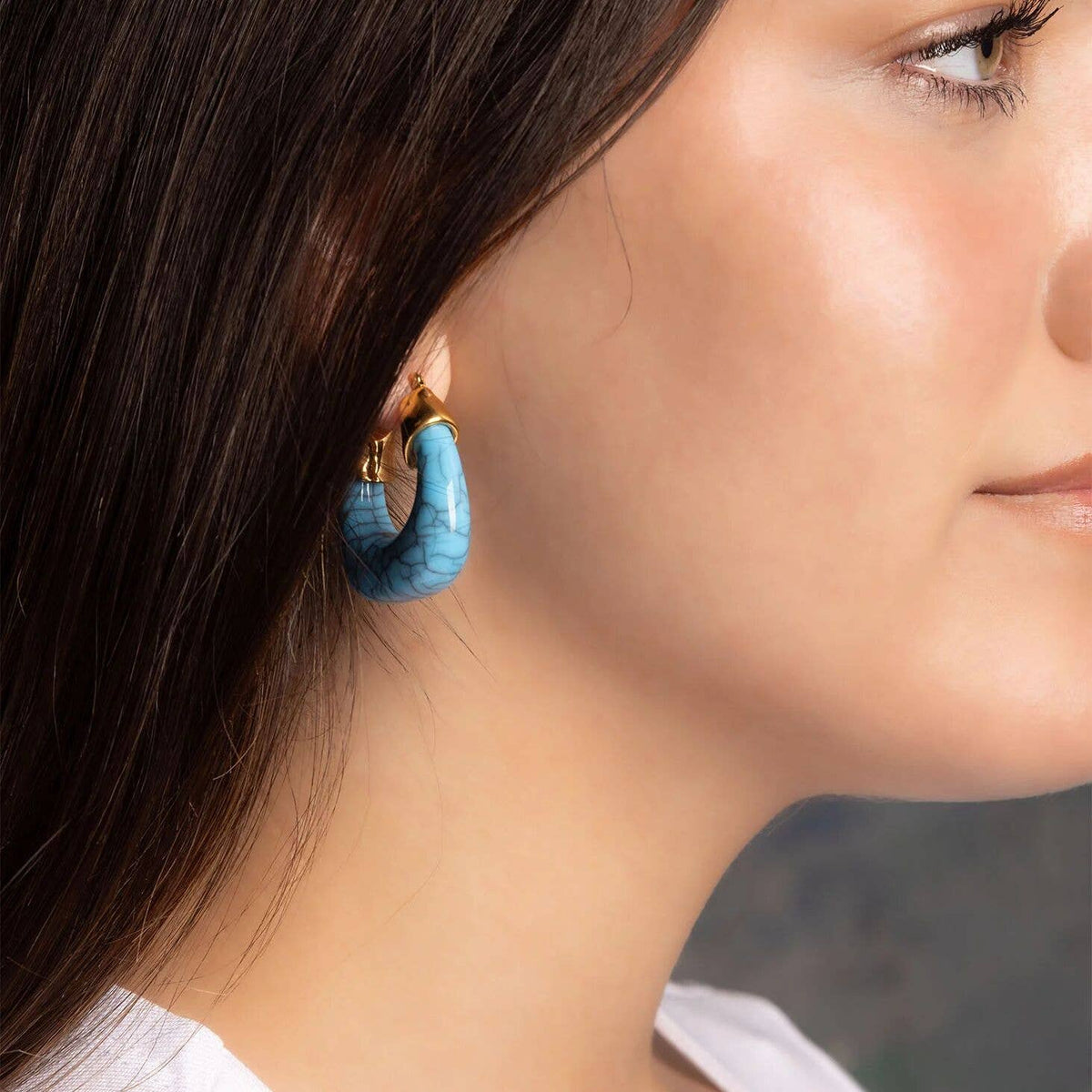 Turquoise Chunky Hoop Earrings
