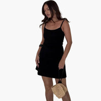 Heavy Rib Bodycon A Line Spaghetti Mini Dress