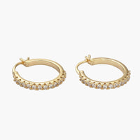 24K Gold Filled 20mm Micro Paved CZ Latch Hoop Earrings