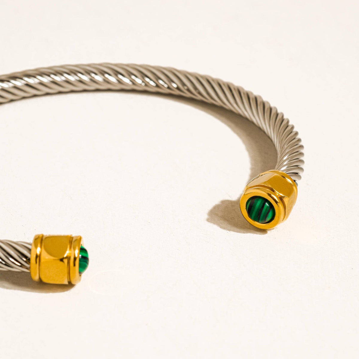 Silver Vail 18K Gold Non-Tarnish Stone Braided Bangle