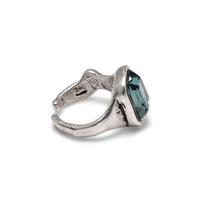 Handmade Dark Blue Crystal Brass Ring