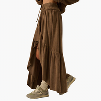 Espresso Faux Suede Asymmetrical High-Low Maxi Skirt