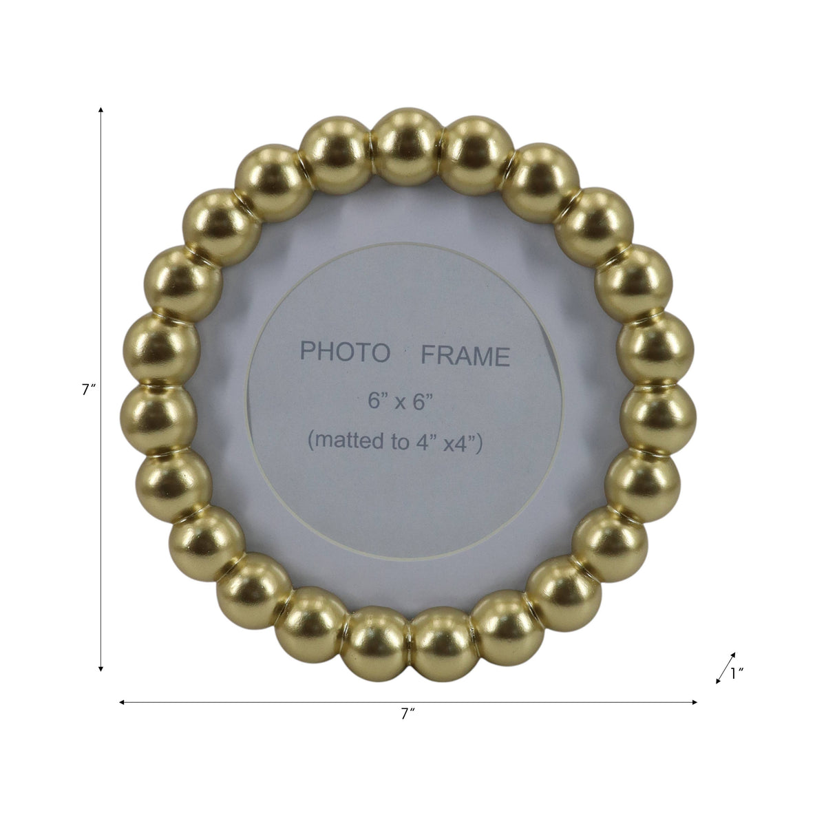 Gold Glass Beaded Picture Frame - 6x6 in.