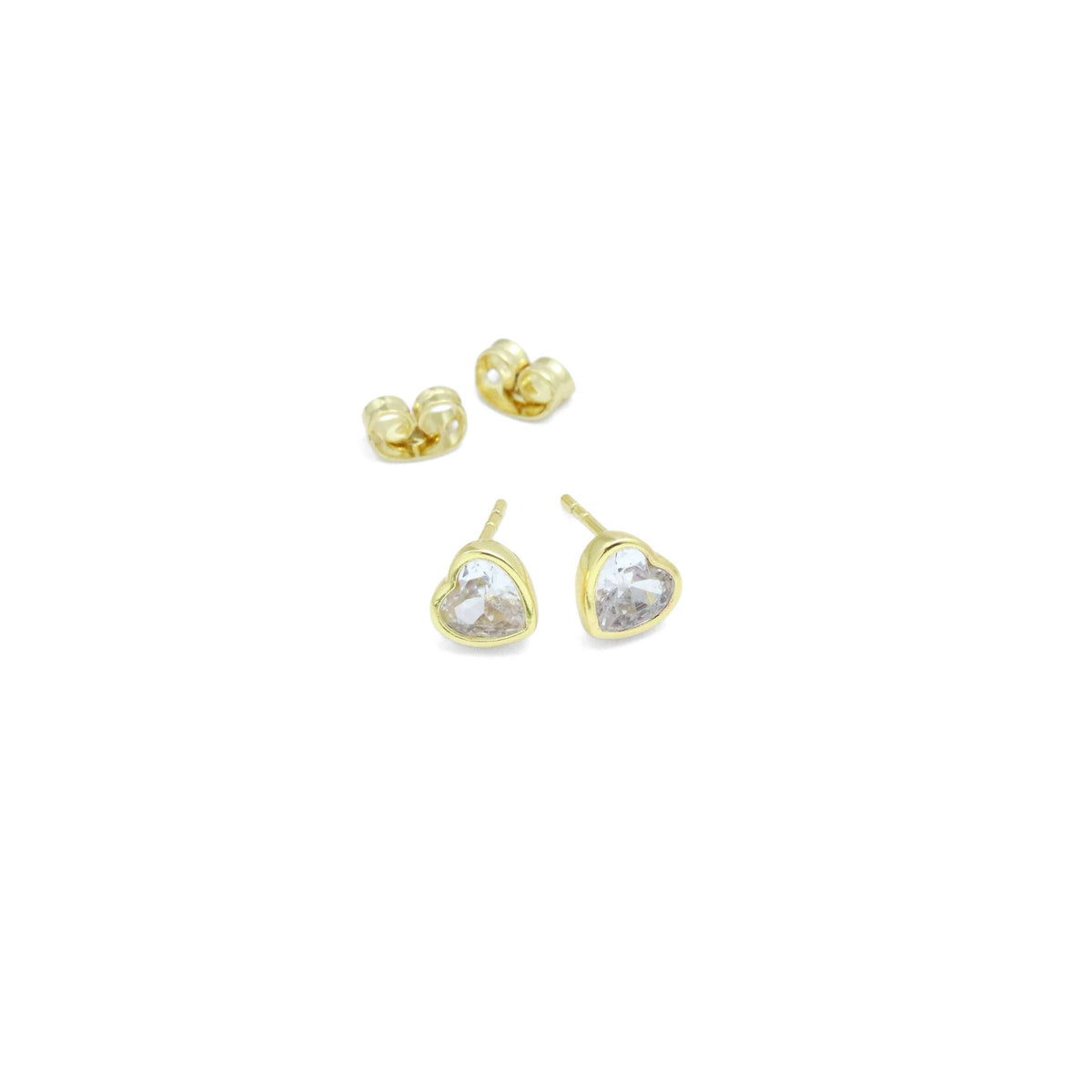 Gold &  Silver Heart Cubic Zirconia Stud Earrings