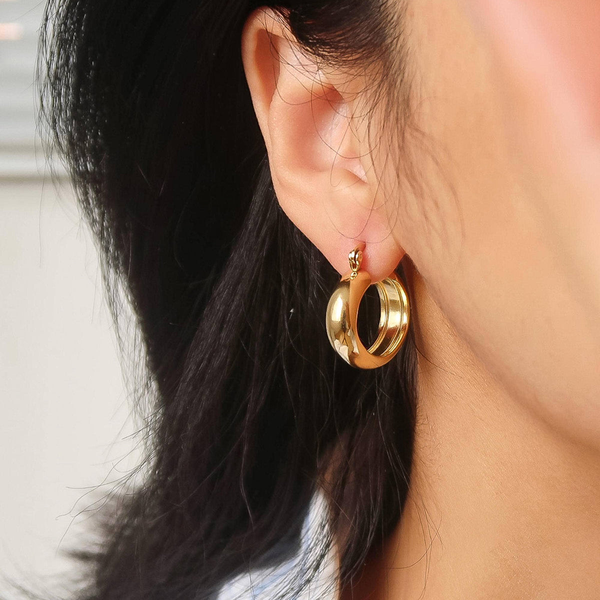 Constance 18K Non-Tarnish Classic Hoop Earring