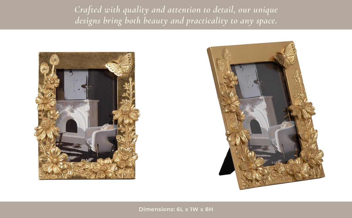 Gold Resin Boho Picture Frame - 4x6 in.