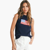 Flag Print Sleeveless Knit Top