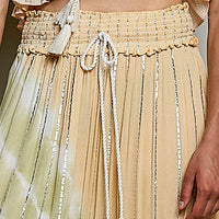 Smocked Waist Tassel Maxi Skirt