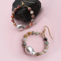 Natural Stone Beaded Drop Earring