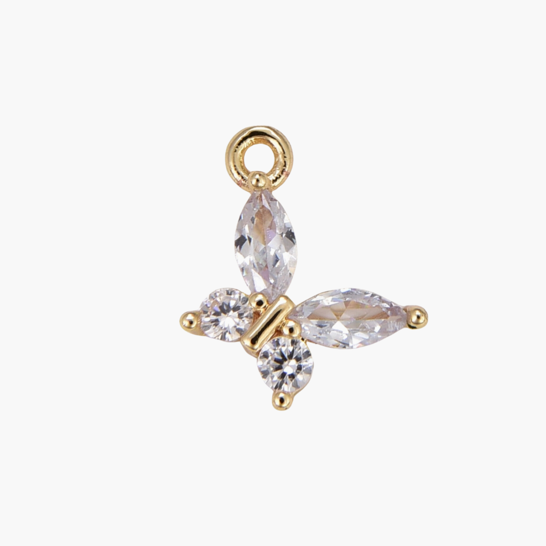 Pear Cut Pave Butterfly Charm