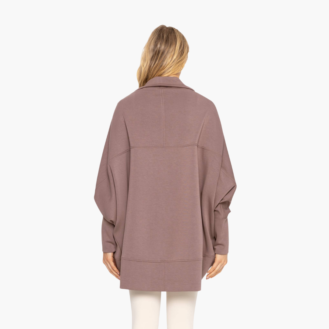 Deep Taupe Elevated Cocoon Style Cardigan