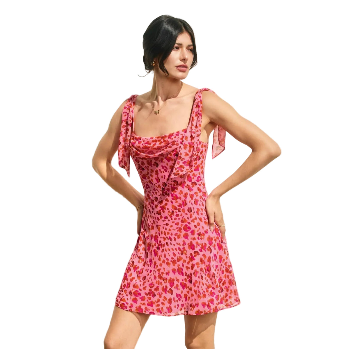 Animal Shoulder Sash Mini Dress