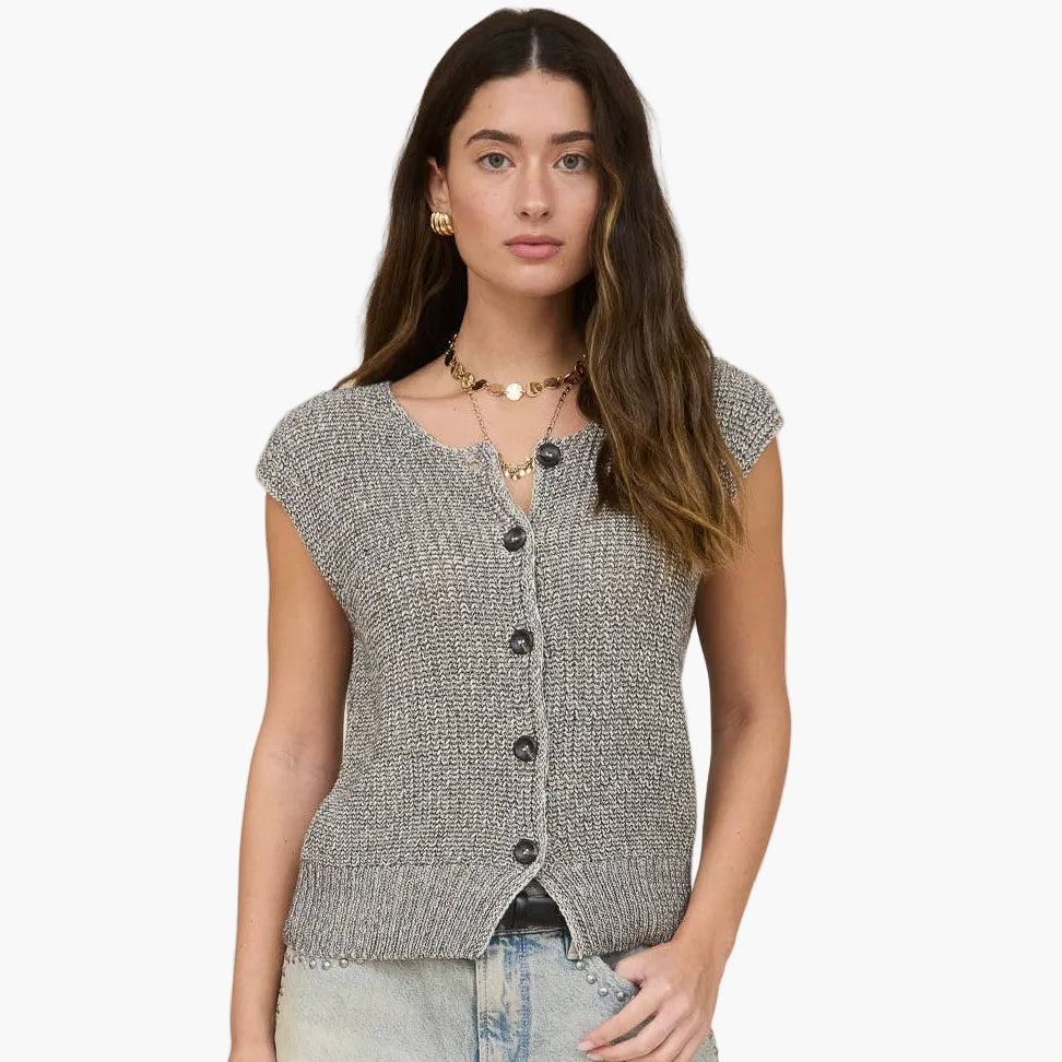 Marled Button Down Knit Sweater Vest