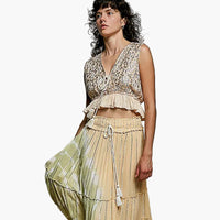 Front Tie Sleeveless Tassel Boho Top