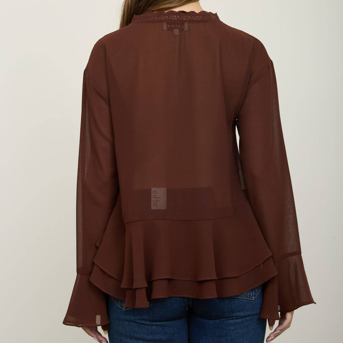 Tiered Ruffle Tie Neck Blouse