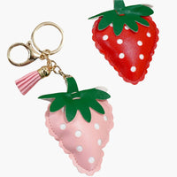 Strawberry Vegan Leather Bag Charm