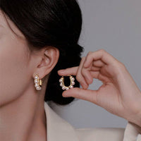 18K Gold Plated Pearl Hoop Earrings